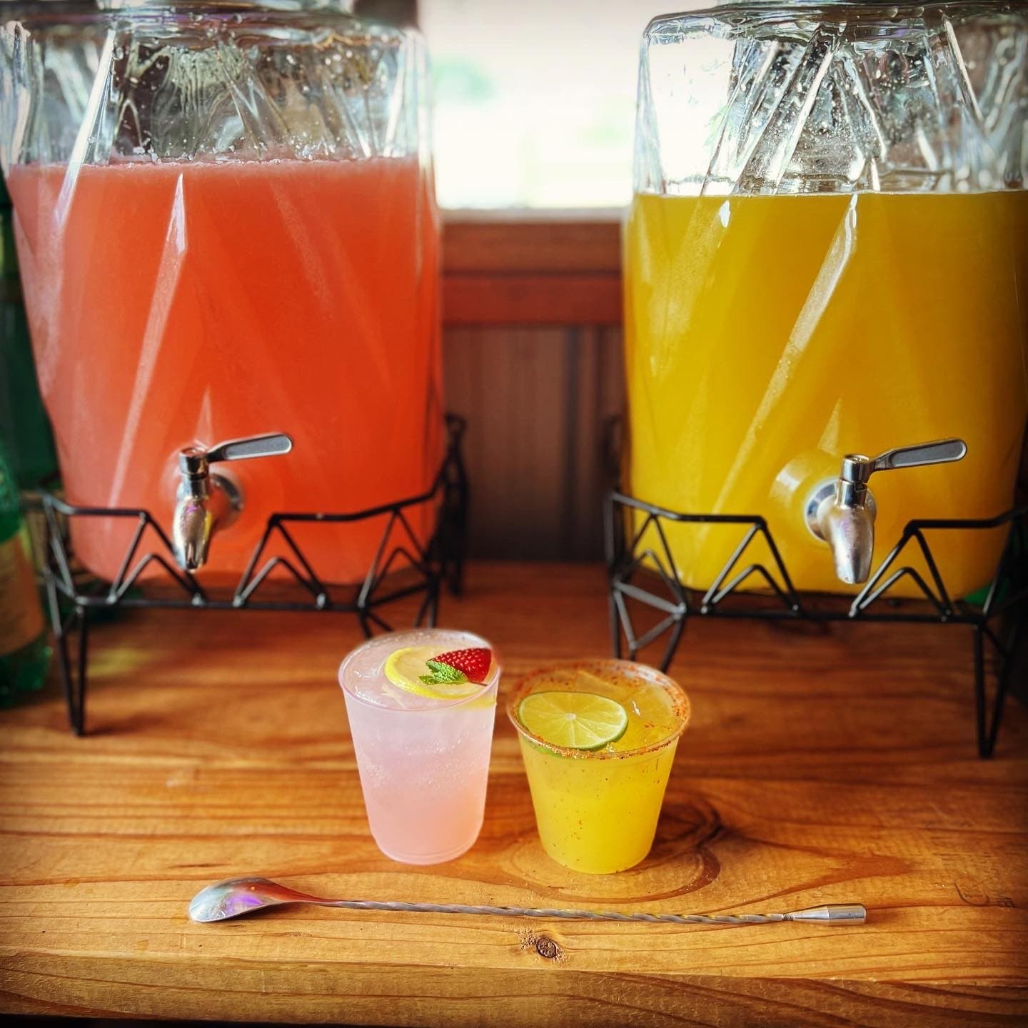 Premium bar setup with crystal glasses and garnishes